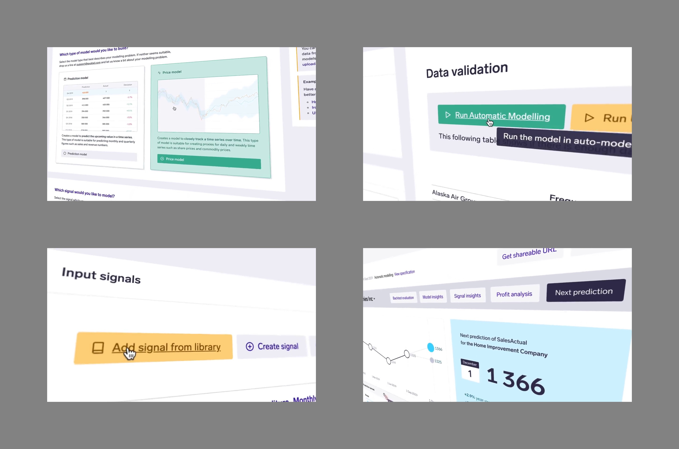 Collage of details from the desktop app model builder