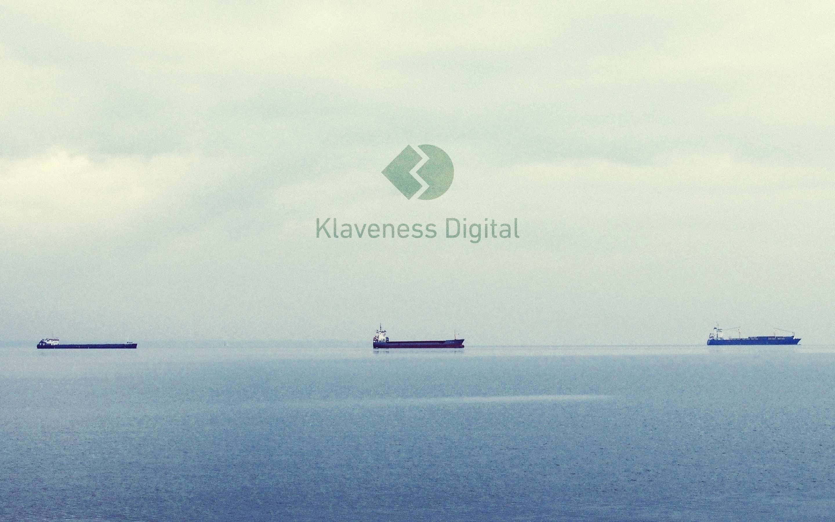 The icon and wordmark softly overlayed a parade of ships
