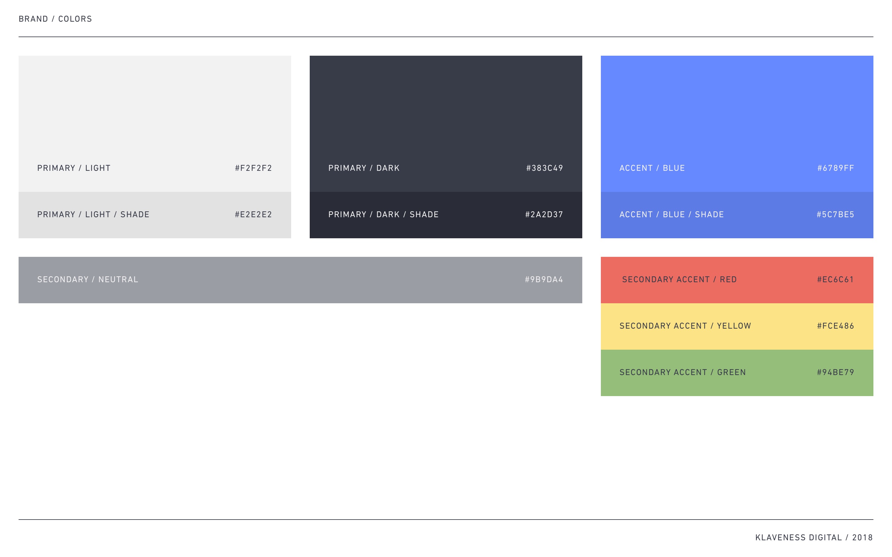 Brand colors: light and dark grays, bright blues, and utils