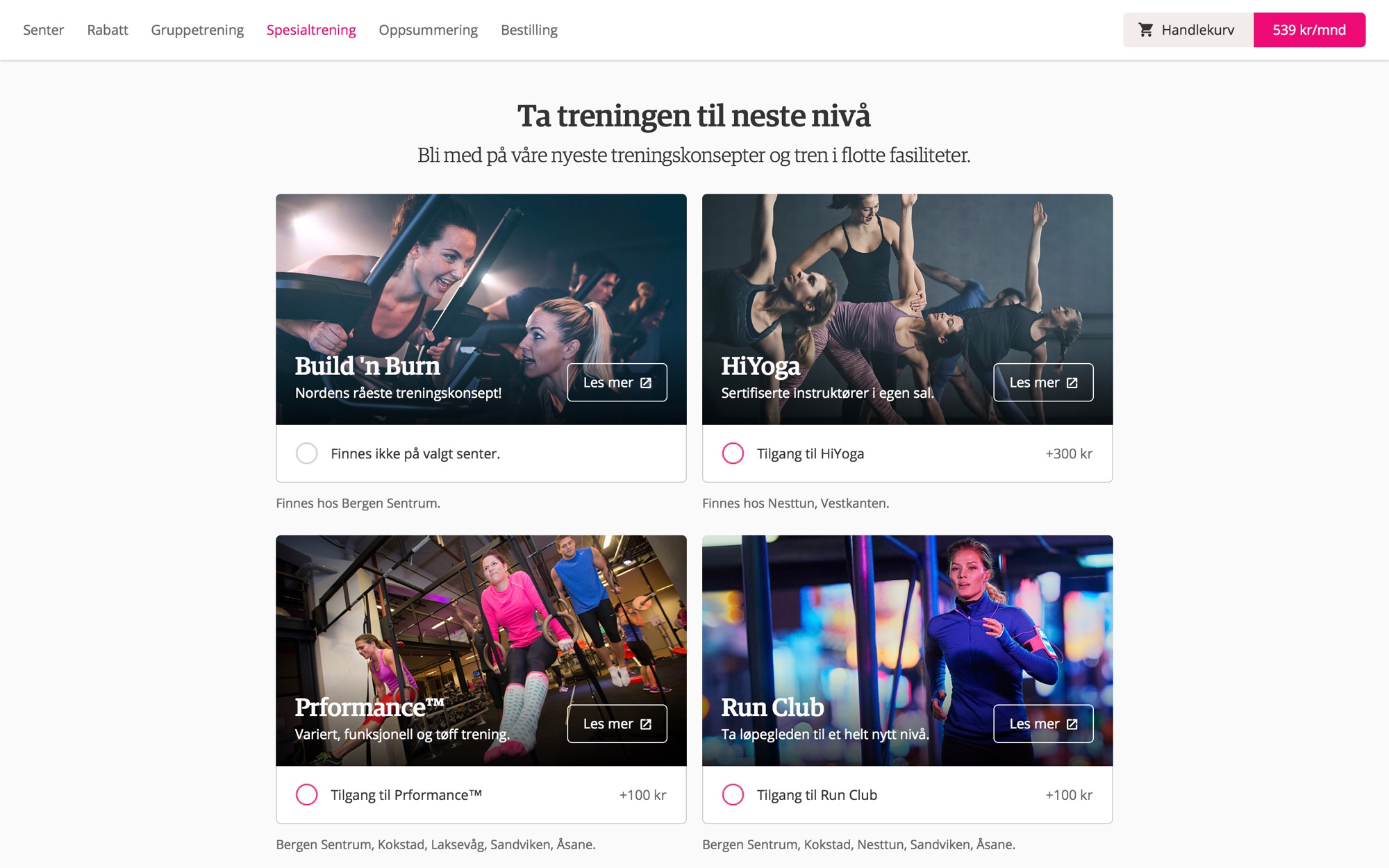 Choise of extra exercise programs