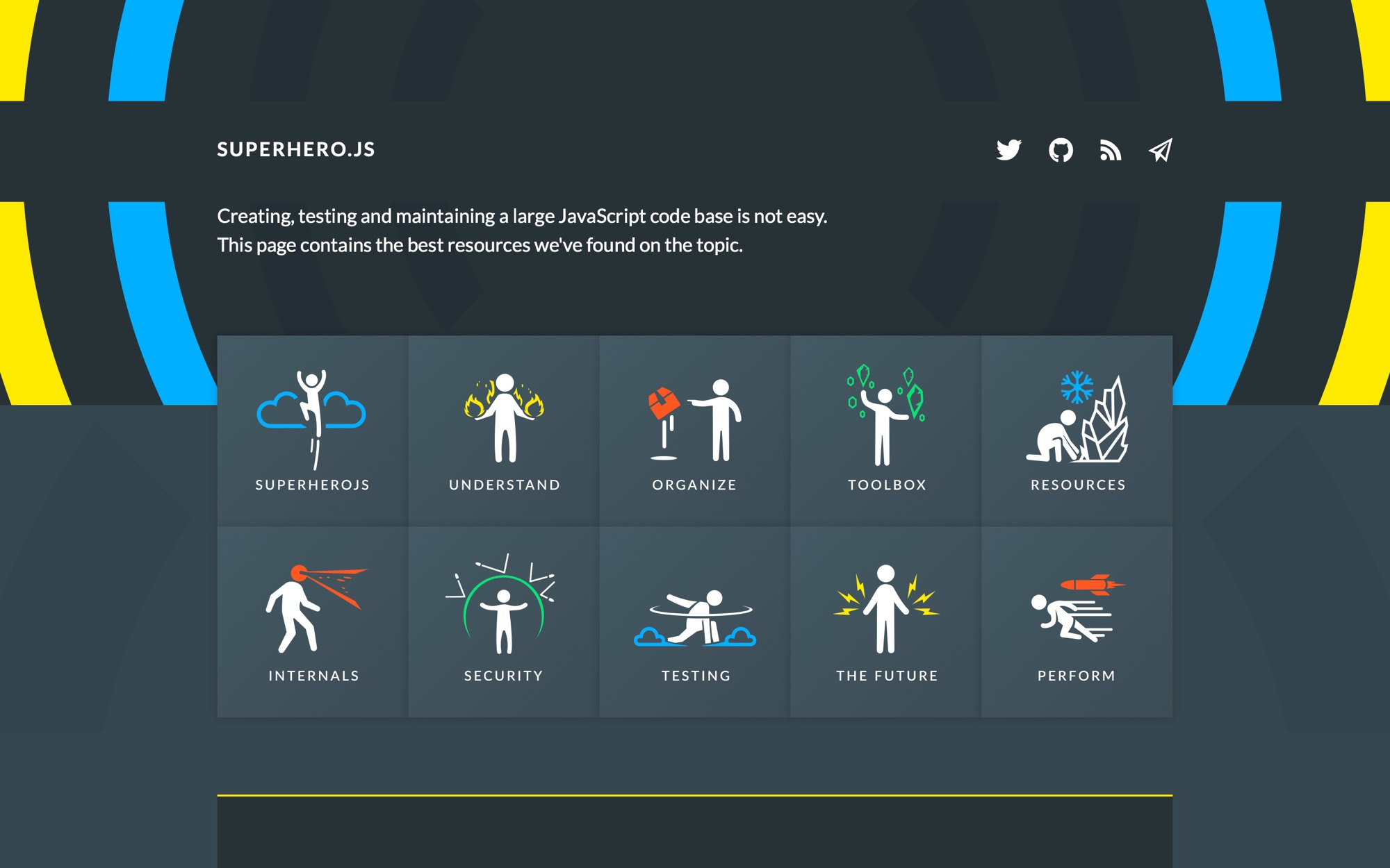 Landing page with category icons