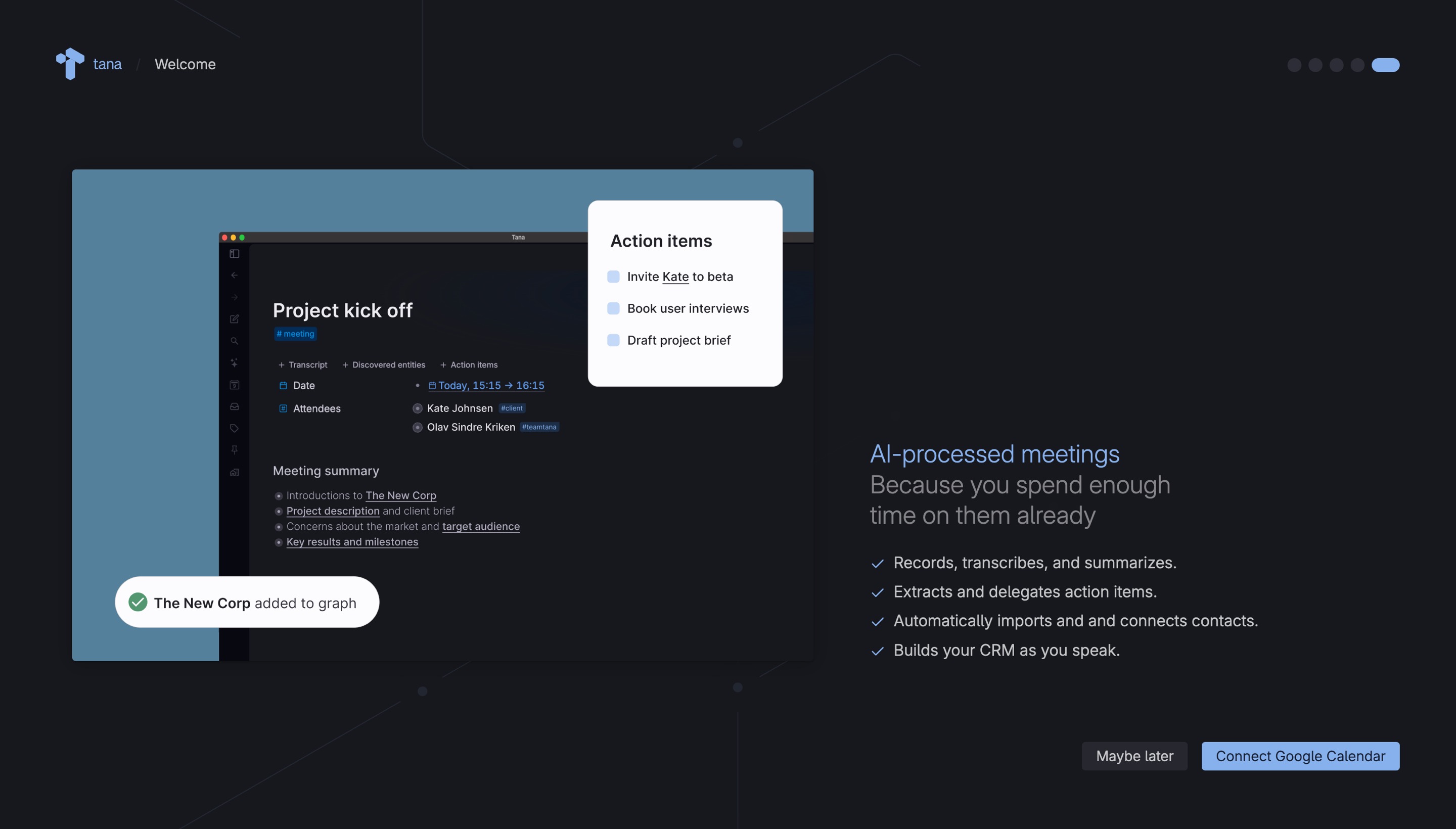 Screenshot of a onboarding screen for connecting your calendar