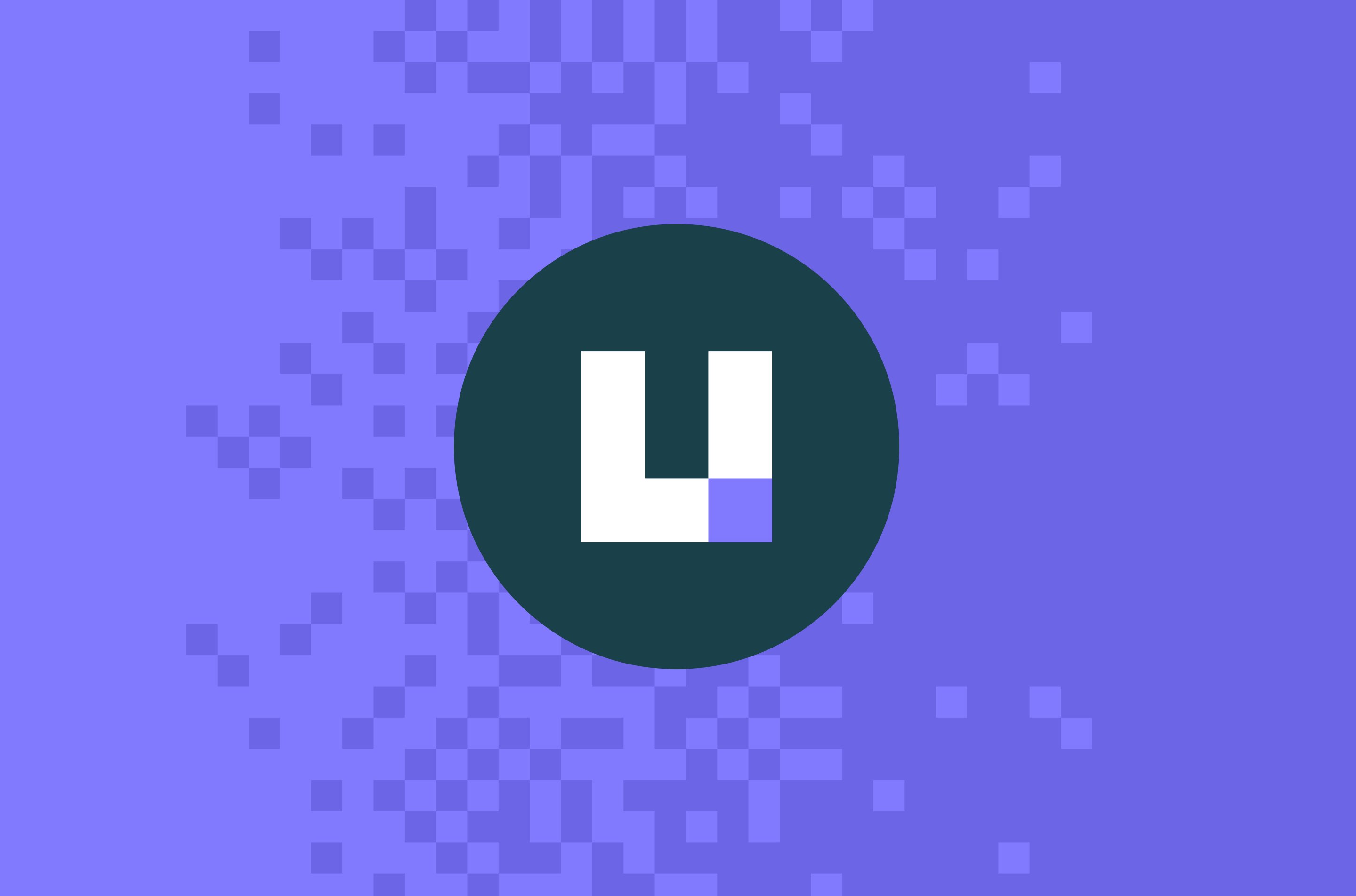 The Unleash logo on a squared background pattern